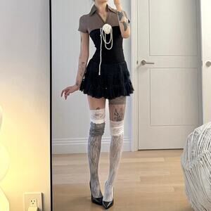 Japanese brand brown ribbed collared